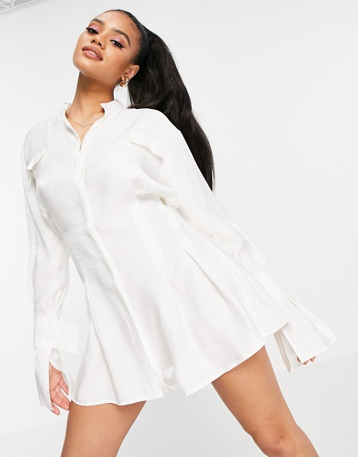 Aria Cove shirt dress with tennis skirt detail in white