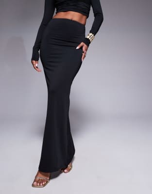 Aria Cove Slinky Column Maxi Skirt In Black