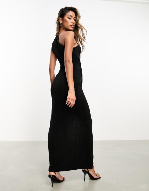 One shoulder thigh split maxi dress sale