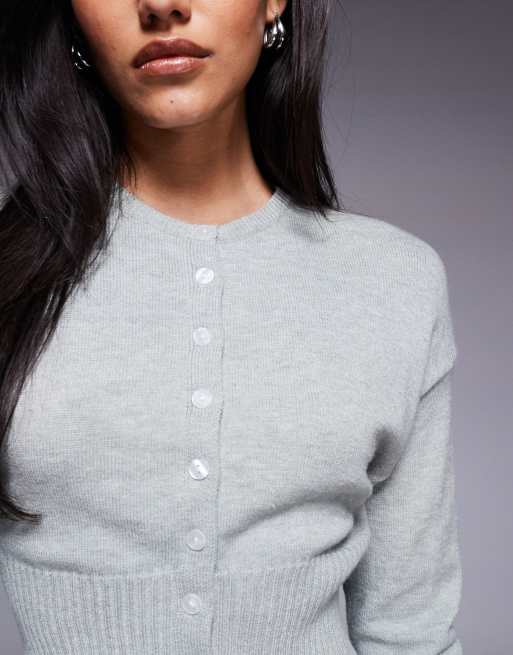 Aria Cove structured rib knit waist deep cuff cropped cardigan in