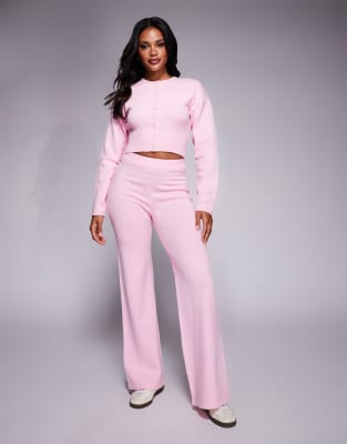 Aria Cove Structured Ribbed Waist Cropped Cardigan In Pink