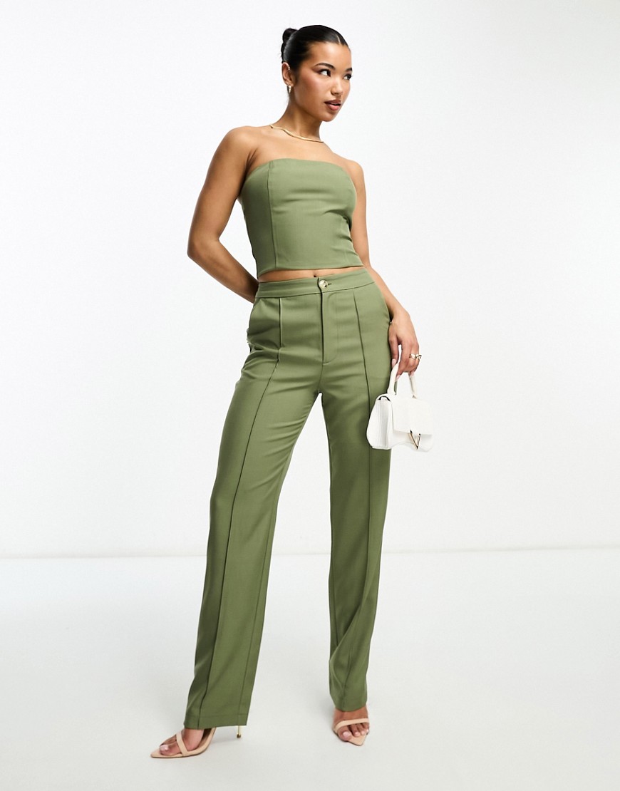 Aria Cove tailored pants in khaki - part of a set-Green