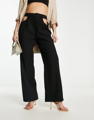 Aria Cove tailored trouser with cut-out detail in black - ASOS Price Checker