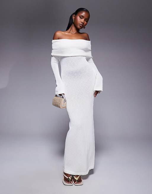 cream off the shoulder dress Lusting Mini Hand wash Yasmine Off Shoulder Sweater Maxi