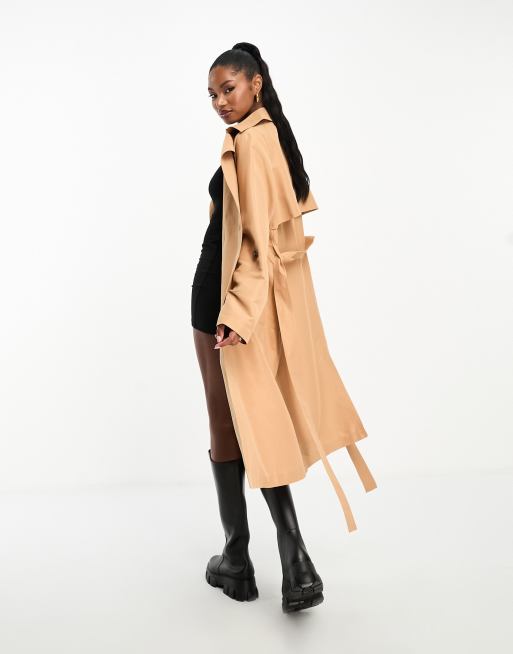 Tan belted coat sale