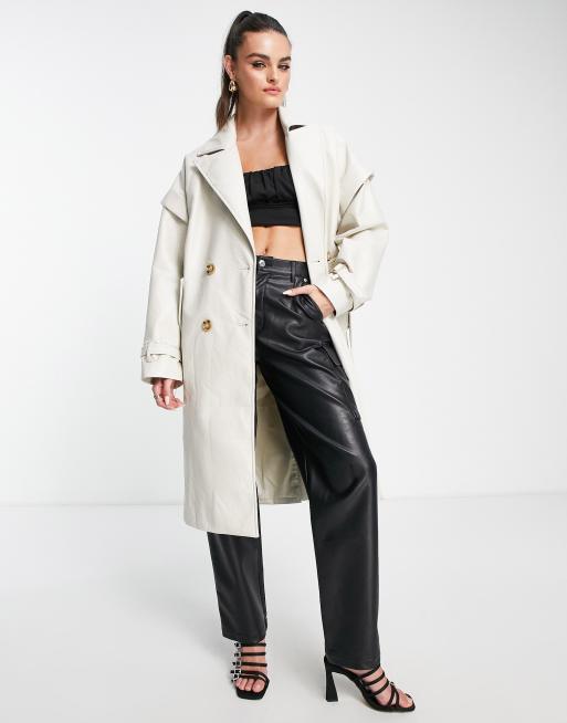 Vegan leather outlet trench coat