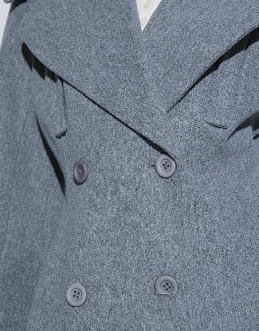 Aria Cove wool look oversized lapel double breasted blazer in gray, 3 of 4