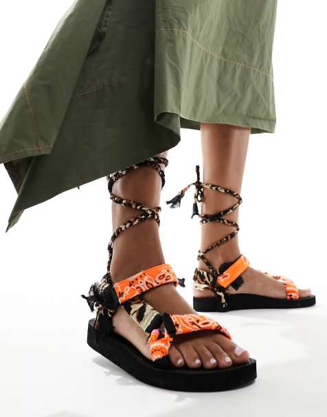 Arizona Love Trekky fluro bandana print sandals in leopard multi - view 1