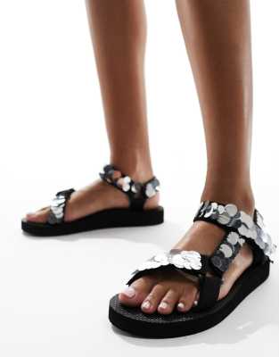 Arizona Love - Trekky - Pailletten-Sandalen in Schwarz