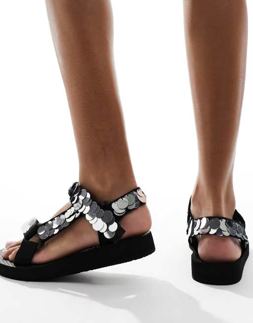 Arizona Love - Trekky - Sorte sandaler med pailletter, 4 af 4