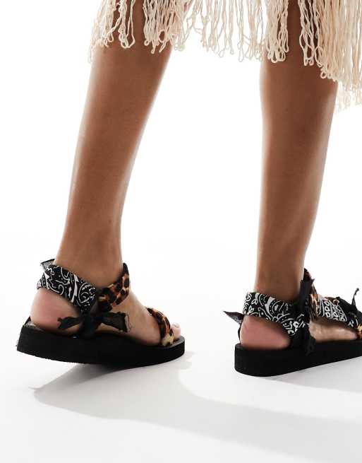 Arizona Loves Trekky bandana leopard print sandals in multi, 4 of 4