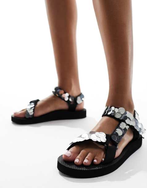 Arizona Loves Trekky sequin sandals in black - view 1