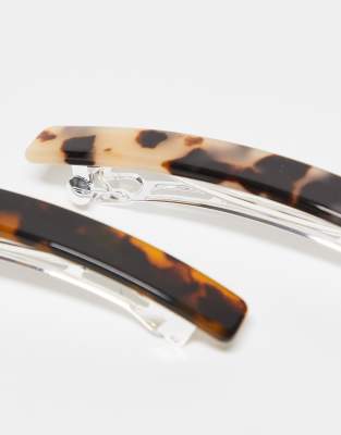 Arket 2 Pack Acetat Hair Clips In Brown