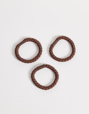 ARKET 3-pack braided hair ties in dark brown