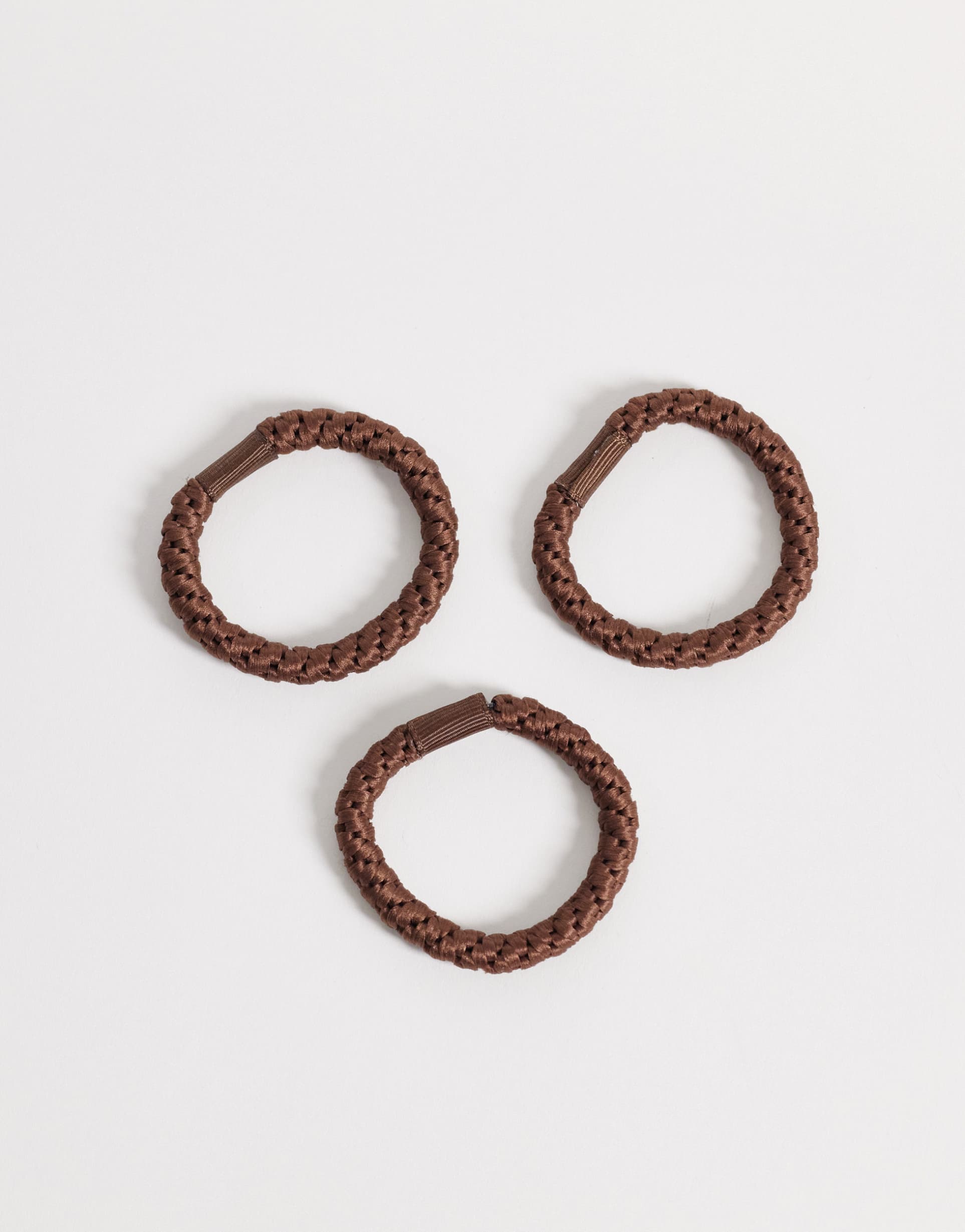 arket 3-pack braided hair ties in dark brown