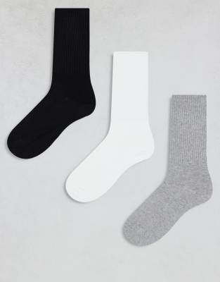 Arket 3-pack Cotton Ribbed Socks In Multi
