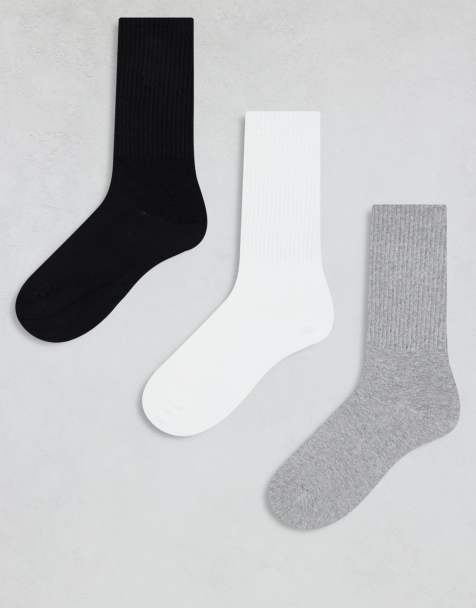ARKET 3-pack cotton ribbed socks in white, gray and black - view 1