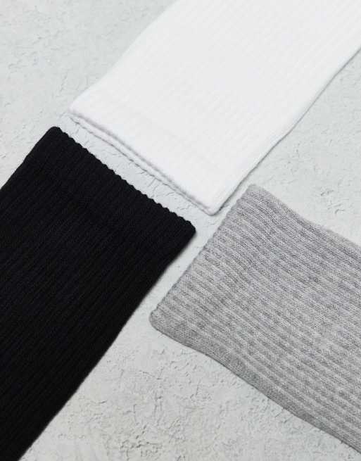 ARKET 3-pack cotton ribbed socks in white, gray and black