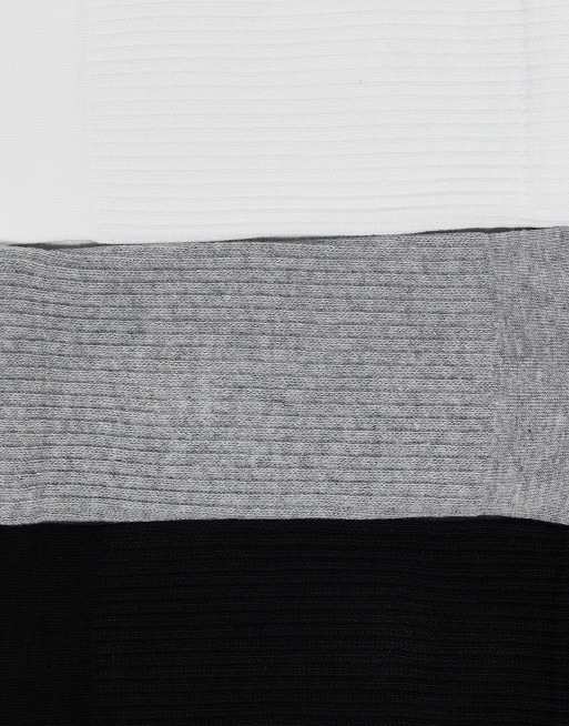 ARKET 3-pack cotton ribbed socks in white, gray and black