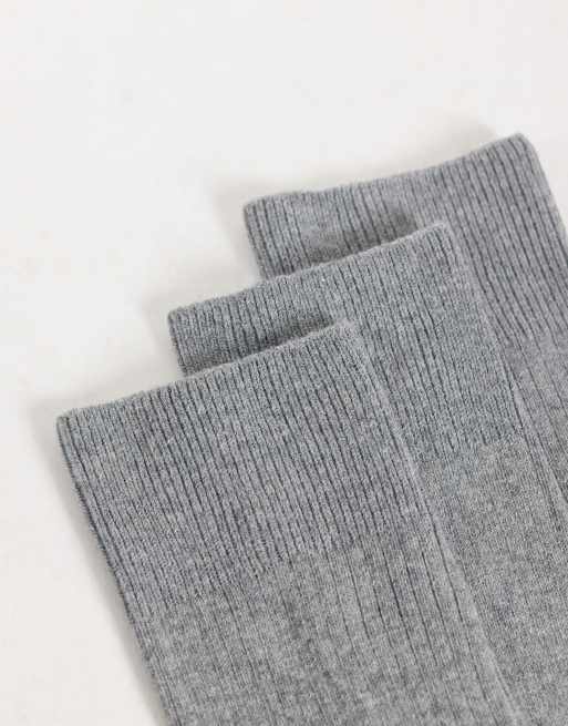 ARKET 3 pack premium ribbed ankle socks in gray, 3 of 3