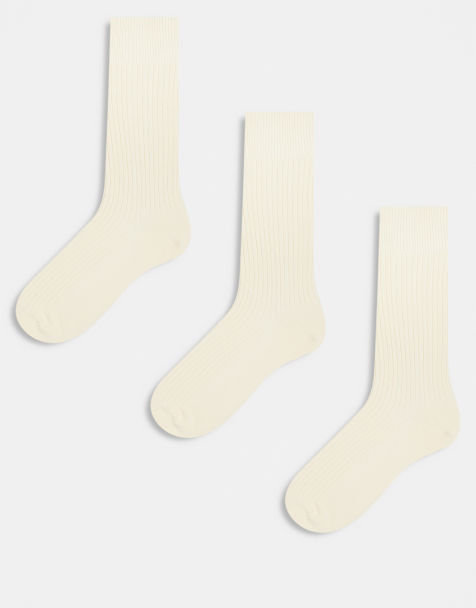 ARKET 3 pack premium ribbed ankle socks in off white - view 1