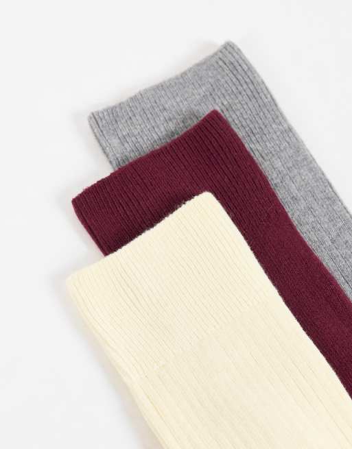 ARKET 3-pack ribbade bomullsstrumpor i burgundy mix, 2 av 3