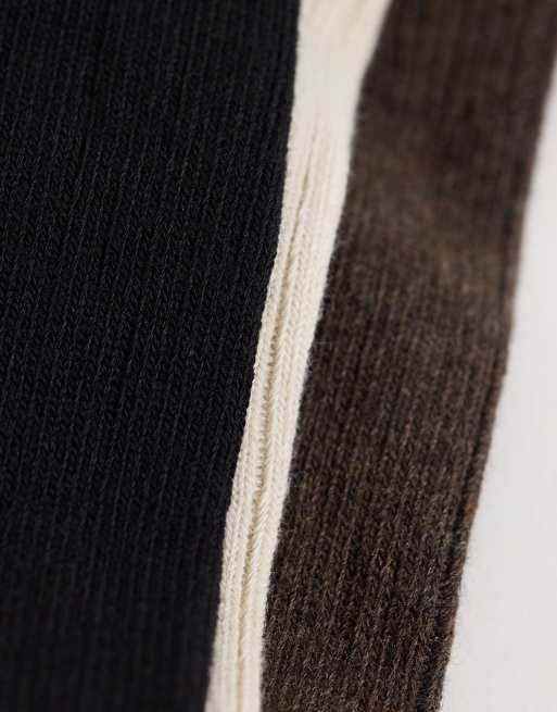ARKET 3 pack ribbed cotton socks in brown mix, 3 of 3