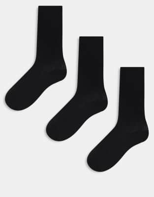 ARKET - 3er-Pack gerippte Baumwoll-Socken in Schwarz