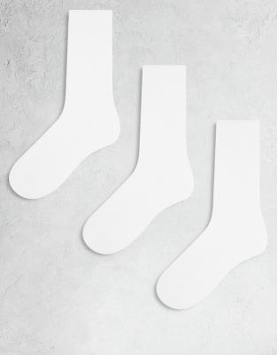 ARKET - 3er-Pack gerippte Socken aus Baumwolle in Weiß