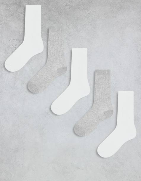 ARKET 5-pack cotton ribbed socks in white and gray - view 1