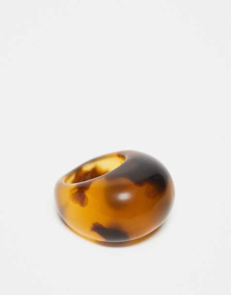 ARKET acetate chunky ring in brown tortoise - view 1