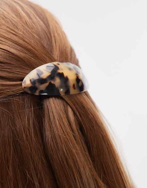 ARKET acetate metal oval hair clip in tortoiseshell - view 1