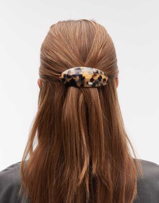 ARKET acetate metal oval hair clip in tortoiseshell, 3 of 3