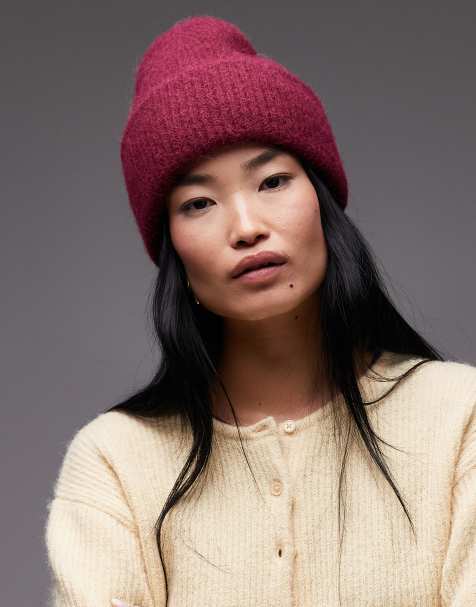 ARKET alpaca and wool blend beanie in burgundy - view 1