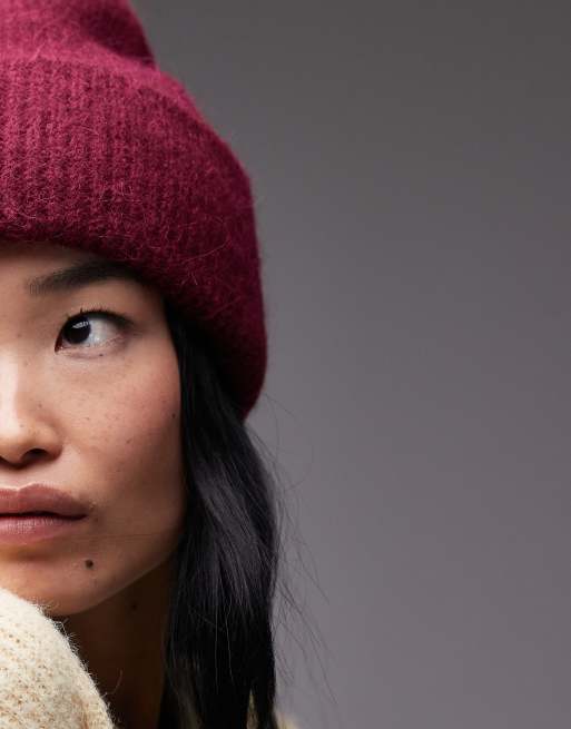 ARKET alpaca and wool blend beanie in burgundy