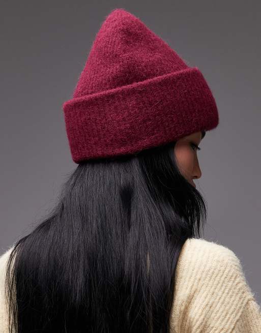 ARKET alpaca and wool blend beanie in burgundy