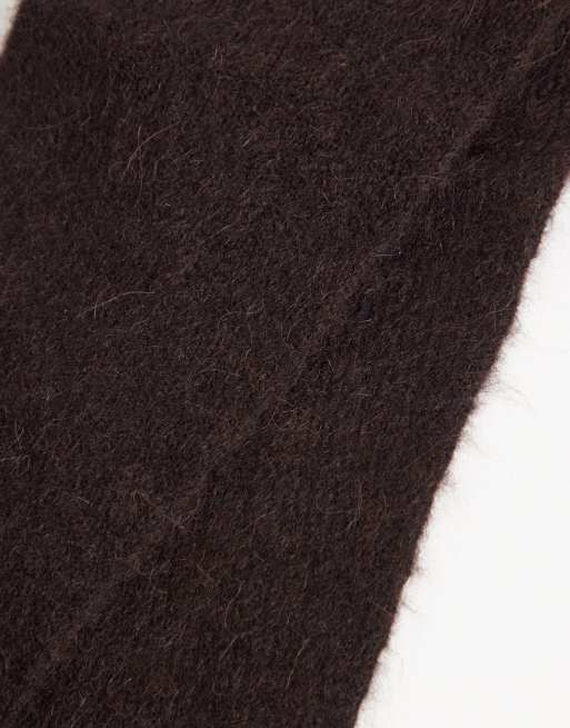  ARKET alpaca and wool blend knitted hood in brown, 2 of 3