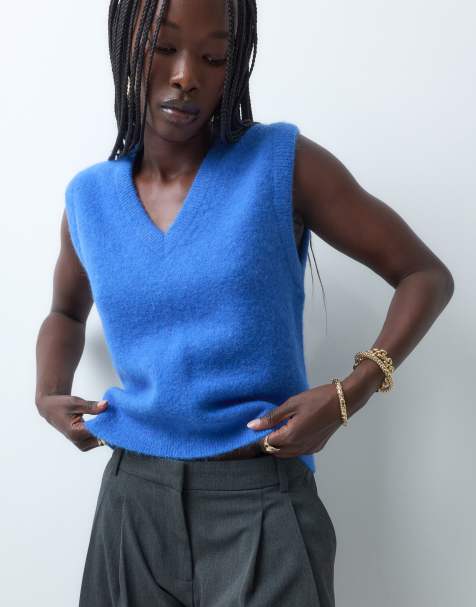 ARKET alpaca and wool blend knitted vest  in bright blue - view 1