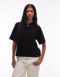 [Arket] ARKET alpaca and wool blend short sleeve sweater in black 2XS BLACK