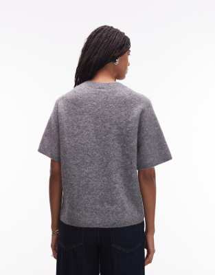 Arket Alpaca And Wool Blend Short Sleeve Sweater In Gray