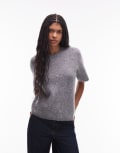 [Arket] ARKET alpaca and wool blend short sleeve sweater in grey L GREY