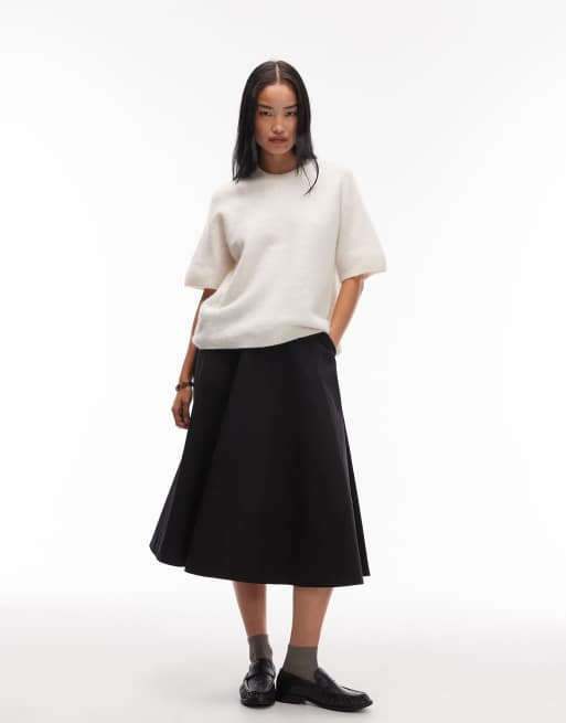 ARKET alpaca and wool blend short sleeve sweater in off white