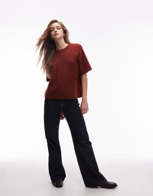Arket Alpaca And Wool Blend Short Sleeve Sweater In Brown