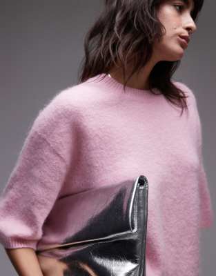 Arket Alpaca And Wool Blend Short Sleeve Sweater In Pink