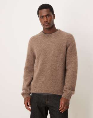 Arket Alpaca And Wool Blend Sweater With Crew Neck In Brown