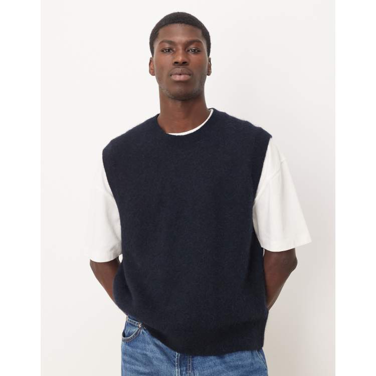 ARKET alpaca and wool knit crew neck vest in blue | ASOS