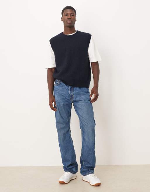 ARKET alpaca and wool knit crew neck vest in blue | ASOS