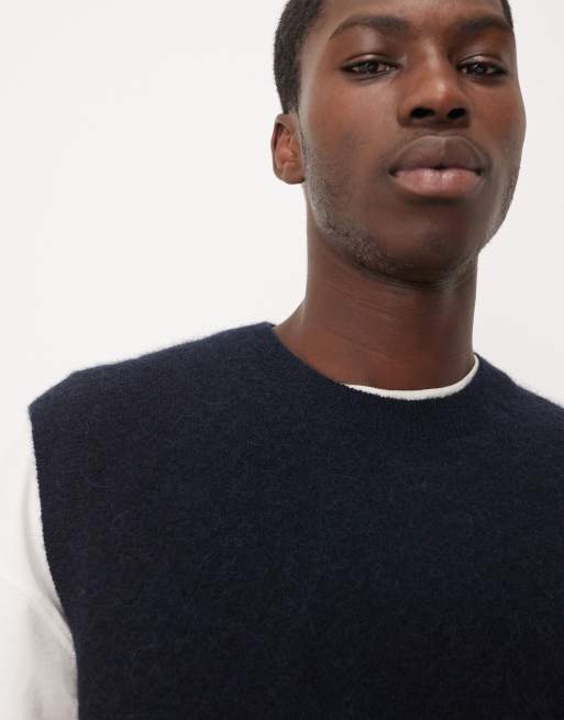 ARKET alpaca and wool knit crew neck vest in blue | ASOS