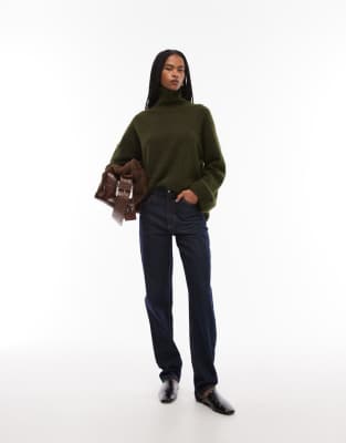Arket Alpaca And Wool Knit Sweater With Turtleneck In Green