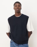 [Arket] ARKET alpaca and wool knitted crew neck vest in blue-Navy M BLUE